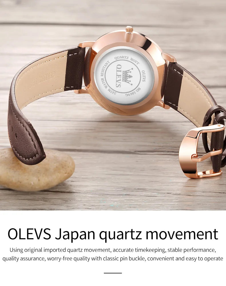 MW-016-UU】OLEVS Original Watch for Men Luxury Top Brand Quartz Genuine Leather Strap Simple Design Date Display Man Watches