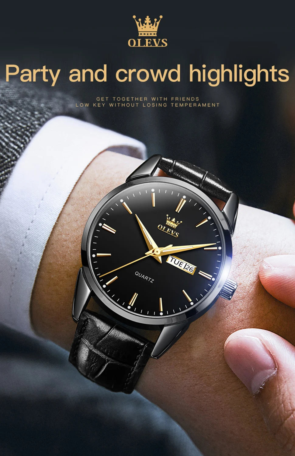 MW-012-UU】OLEVS Men`s Quartz Watches Brand Luxury Casual Fashion Men's Watch For Gifts Breathable leather Waterproof