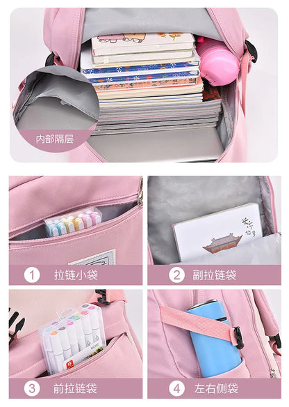 LK-007-UU】Fengdong high school bags for girls student many pockets waterproof school backpack teenage girl high quality campus backpack