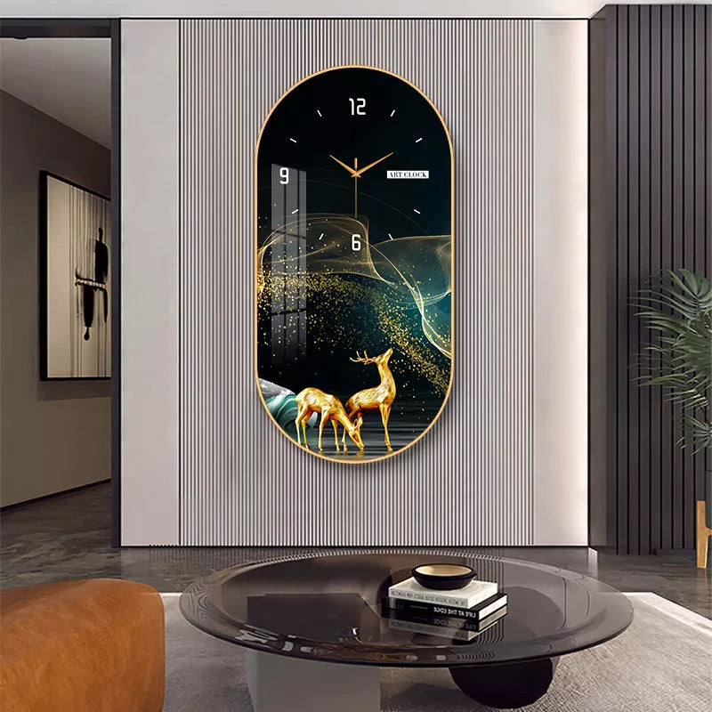 WT-003-UU】Modern luxury wall clock living room household fashion restaurant decorative painting creative wall hanging silent clock