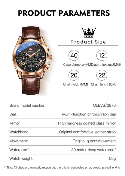 MW-008-UU】OLEVS Luxury Brand Men's Watches High Quality Quartz Watch for Men Fashion Casual Man Wristwatch