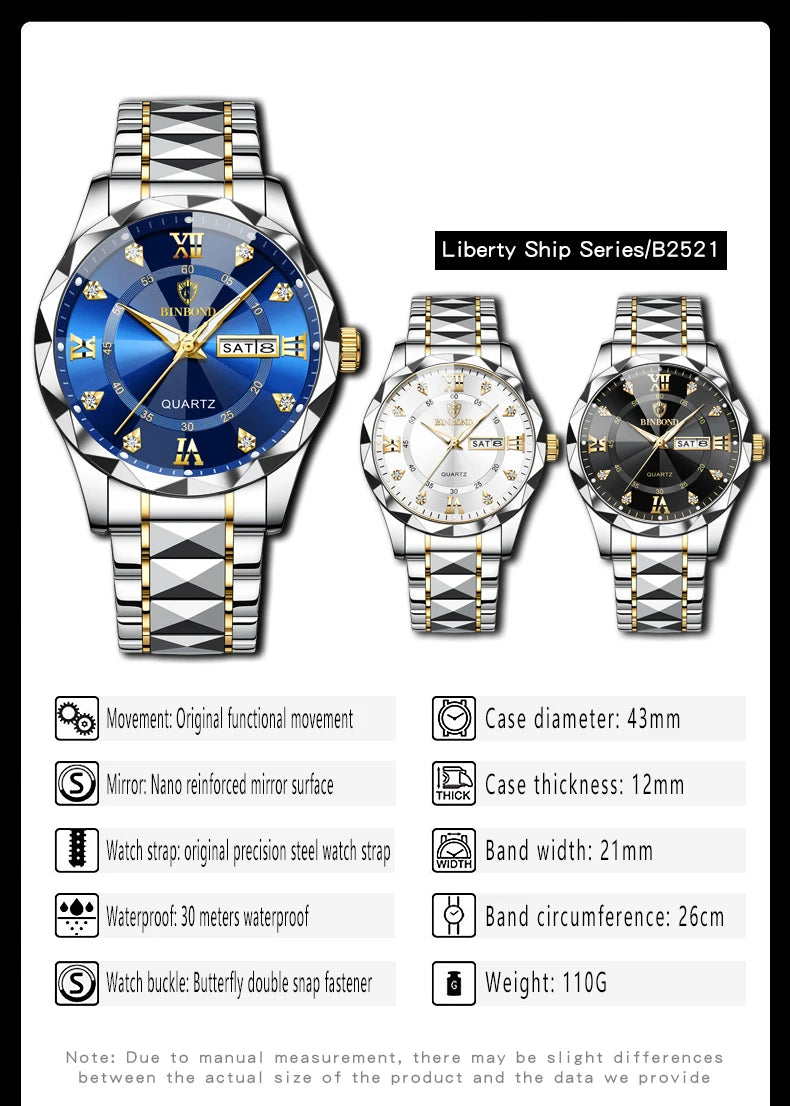 MW-006-UU】Fashion Business Watch Men Warterproof Sports Mens Watch Top Brand Luxury Clock Male Quartz Wristwatch