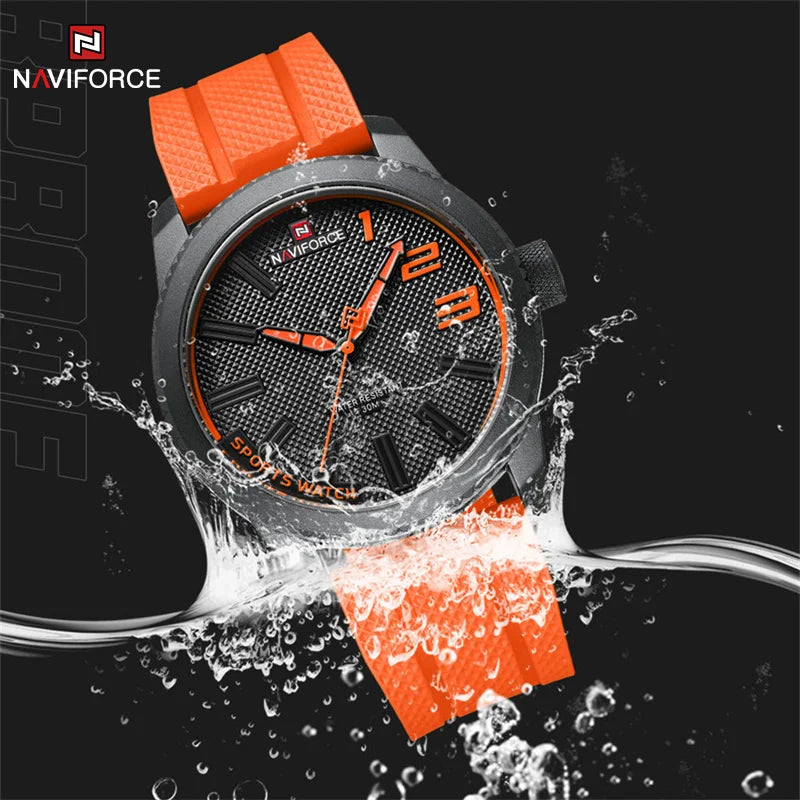 MW-002-UU】NAVIFORCE Top Luxury Brand Quartz Watch Men Silicone Strap Military Waterproof