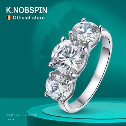 JR-008-UU】KNOBSPIN D VVS1 Moissanite Rings for Women Sparkling Diamond Engagement Wedding jewelry with GRA s925 Sliver Plated 18k Ring