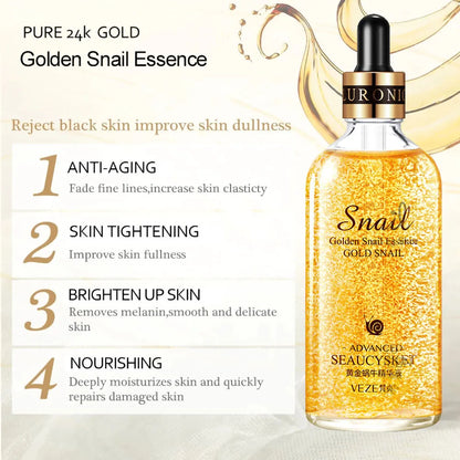 BM-013-UU】Snail Collagen Skin Care Set Golden Face Serum Nourishing Brighten Skin Anti Dryness Moisturizing Cream Soothes Skin Eye Essence