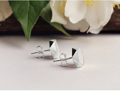 JE-018-UU】Lotus Fun Real 925 Sterling Silver Creative North European Style Geometric Angles Design Fine Jewelry Stud Earrings for Women