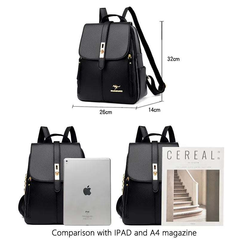 LW-004-UU】Luxury Women Leather Backpacks for Girls Sac A Dos Casual Daypack Black Vintage Backpack School Bags for Girls Mochila Rucksack