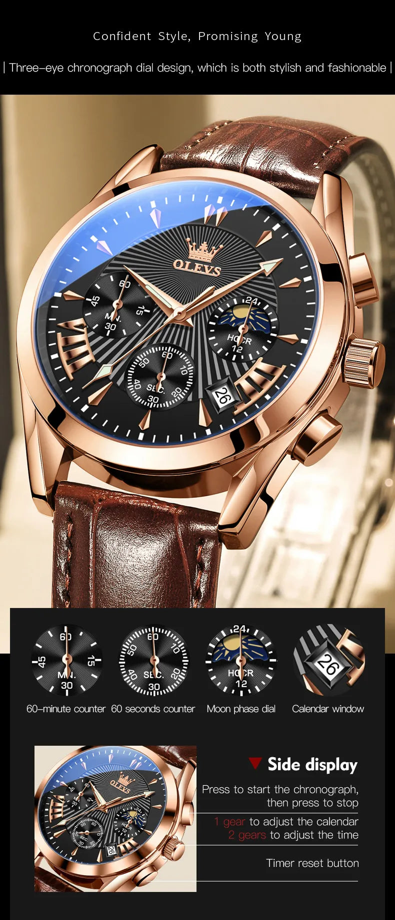 MW-008-UU】OLEVS Luxury Brand Men's Watches High Quality Quartz Watch for Men Fashion Casual Man Wristwatch