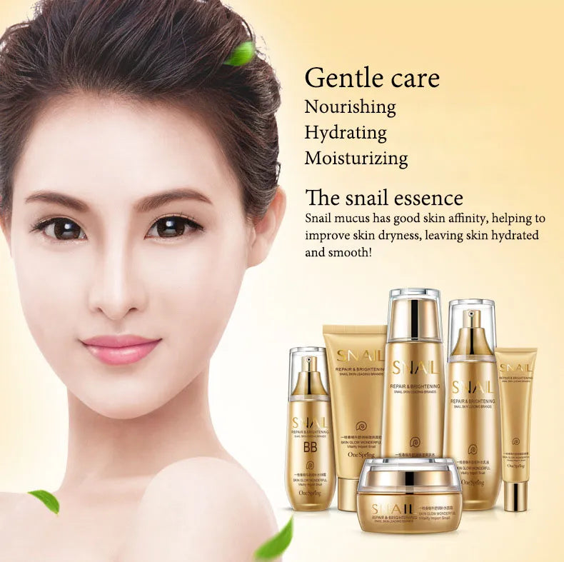 MC-021-UU】6pcs Snail Anti-aging Skin Care Sets Moisturizing Facial Set Skincare Products Face Cream Facial Cleanser Toner Face Care Kits