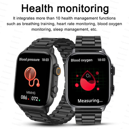 WM-018-UU】 Smartwatch Mens AMOLED HD Screen Bluetooth Call IP68 Waterproof Heartrate Music Sport Women Android IOS