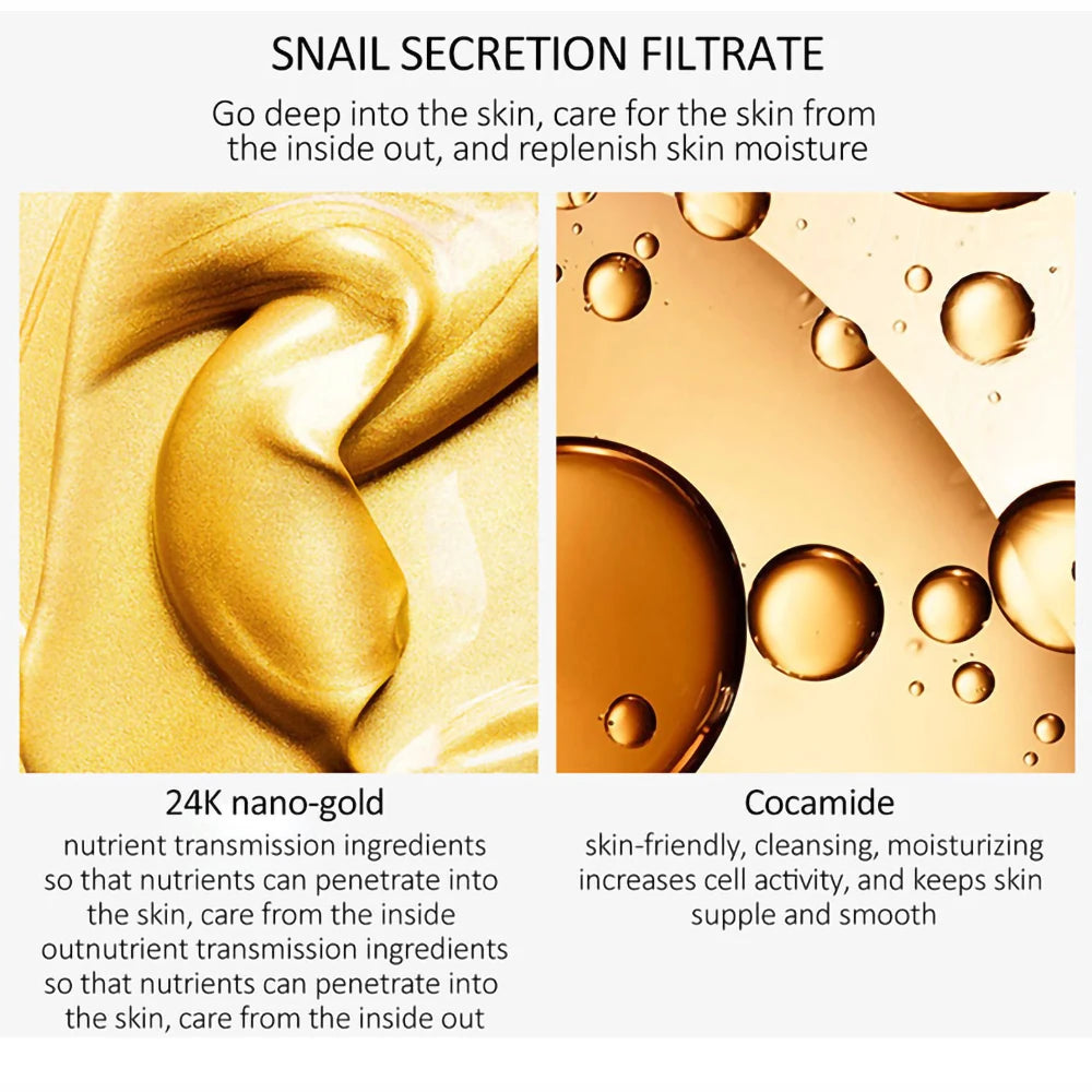 BM-013-UU】Snail Collagen Skin Care Set Golden Face Serum Nourishing Brighten Skin Anti Dryness Moisturizing Cream Soothes Skin Eye Essence