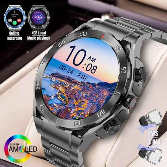 WM-A023-UUJ】AMOLED Smart Watch Men Bluetooth Call 4GB Local Music Playback HD Recording IP67 Waterproof Android iOS