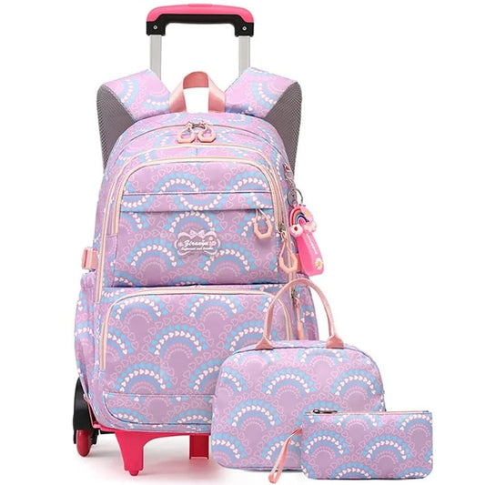 LK-014-UU】Rolling School Bags for Girls Backpack Children Waterproof School Backpacks with Wheels Middle School Trolley Luggage Back Pack