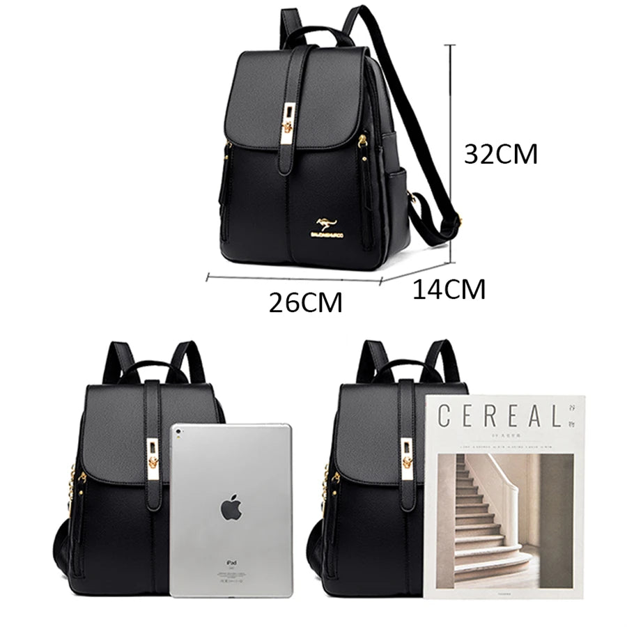 LW-004-UU】Luxury Women Leather Backpacks for Girls Sac A Dos Casual Daypack Black Vintage Backpack School Bags for Girls Mochila Rucksack