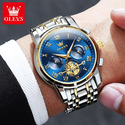 MW-010-UU】OLEVS Top Brand Men's Watches Classic Roman Scale Dial Luxury Wrist Watch for Man Original Quartz Waterproof Luminous