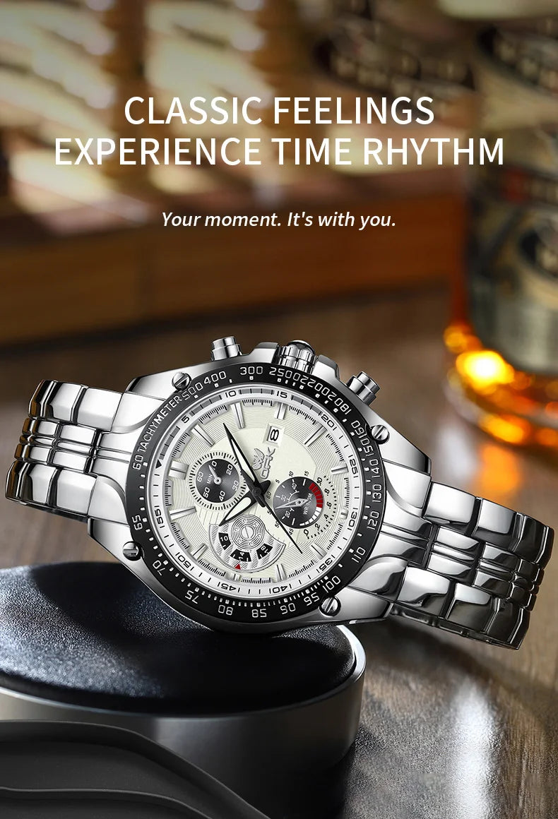 MW-015-UU】OPK Men‘s Watches Fashion Trend Original Wristwatch for Man Waterproof Stainless Steel Luminous Date Display