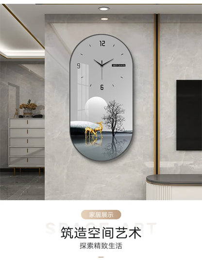 WT-003-UU】Modern luxury wall clock living room household fashion restaurant decorative painting creative wall hanging silent clock