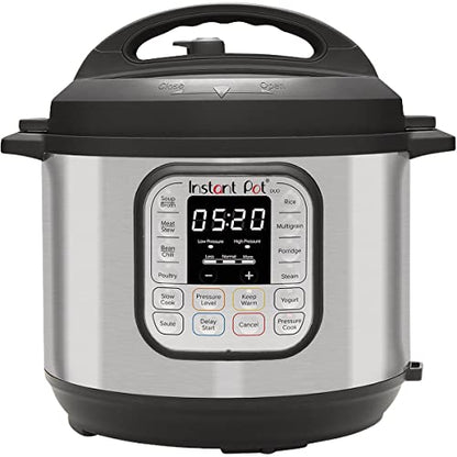 Instant Pot Duo 7-in-1 電気圧力鍋、スロークッカー、炊飯器、蒸し器、ソテー、ヨーグルトメーカー、ウォーマー＆殺菌器、800以上のレシピが入ったアプリ付き、ステンレススチール、6クォート