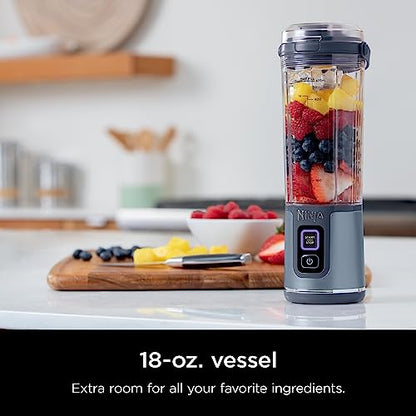 Ninja BC51NV Blast Portable Blender, Cordless, 18oz. Vessel, Personal Blender-for Shakes & Smoothies, BPA Free, Leakproof-Lid & Sip Spout, USB-C Rechargeable, Dishwasher Safe Parts, Denim Blue