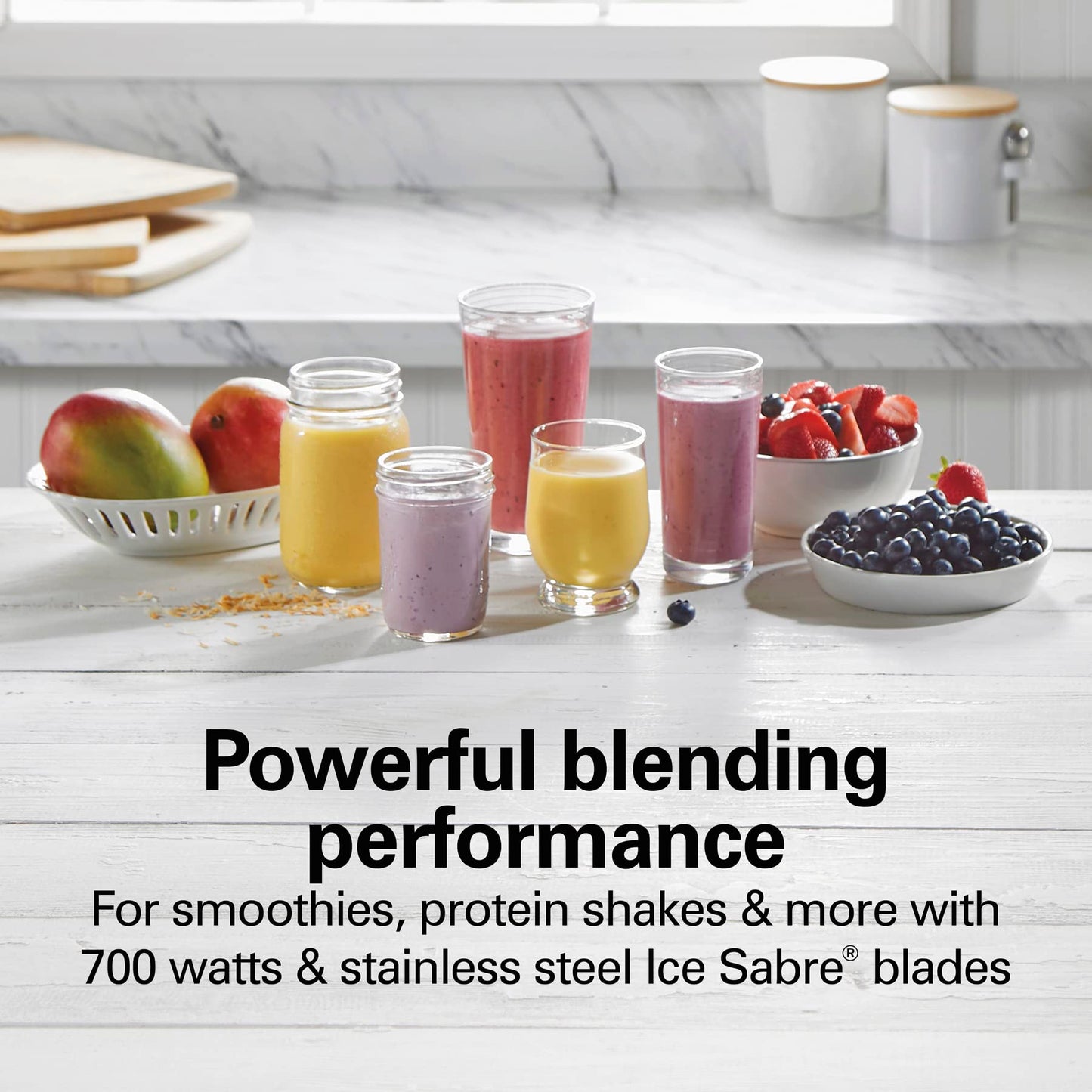 Hamilton Beach Power Elite Wave Action Blender For Shakes and Smoothies, Puree, Crush Ice, 40 Oz Glass Jar, 12 Functions, Stainless Steel Ice Sabre Blades, 700 Watts, Black (58148A)